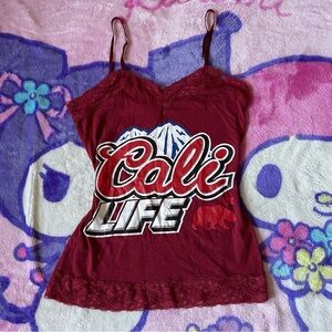 Women's Burgundy Cali life coors light cami